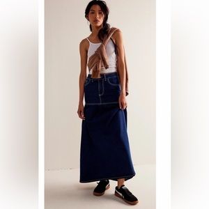 Free People Dark Blue Maxi Skirt